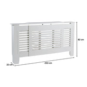 Extending Radiator Cover Adjustable White Wooden MDF Wall Cabinet Slatted Grill