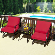 3PCS Rocking Chair & Table Set Garden Patio Bistro Set Glider Rocker W/ Cushion