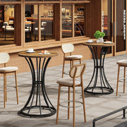Round Bar Table 95cm High Top Cocktail Pub Table w/ Curved Metal Base for Bistro