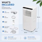 EMtronics 9000BTU Portable Air Conditioner Dehumidifier Fan Window Vent Kit USED