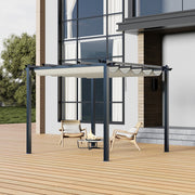 3 x 3 m Metal Pergola Gazebo Patio Sun Shelter Retractable Canopy Garden Shelter