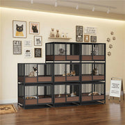 Movable Metal Tube Cat Cage Stackable Crate Kennel Indoor for Cat Boarding Shops