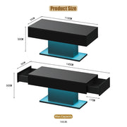 High Gloss LED Coffee Table Cocktail Center Table Modern Living Room Rectangle