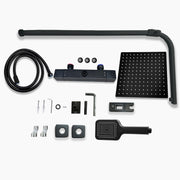 Bathroom Mixer Shower Thermostatic Dual Head Square Rainfall Handset Matte Black