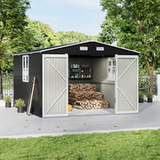 Outdoor Storage Shelter 12 x 10FT Galvanised Steel Storage Shed with Dual Window