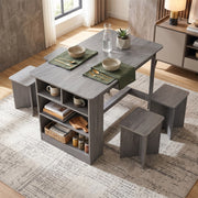 5pcs Dining Table and Stools Set Bar Dining Table Storage Shelf for Kitchen