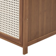 Shoe Cabinet Storage Organizer 4 Rattan Door Cupboard Footwear Stand Wooden Unit