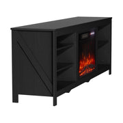 Black 70inch TV Stand Unit Cabinet with Electric Fireplace & 12 Colour LED Light