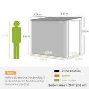 4 x 6ft Lean to Garden Storage Shed with Window, Dark Grey