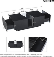 Black Coffee Table LED !SALE! High Gloss RGB Lights Storage Modern Living Room