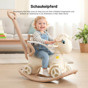 5 in 1 Baby Rocking Horse Ages For 1-6 with Push Handle,Backrest & Balance Aknzv