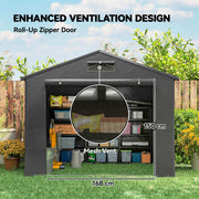 8 x 4 ft Garden Storage Shed with Roll-up Zipper Door Grey Refurbished