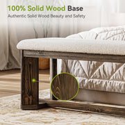 63-Inch Modern Solid Wood Entryway Bench with Upholstered Cushion for Hallway