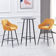 Set of 2 Bar Stools Velvet/PU Metal Legs Breakfast Stools Armrest Padded Chairs