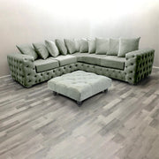 Large Square Footstool Coffee Table Upholstery Fabric Footstools Matching Button