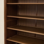 Shoe Cabinet Storage Organizer 4 Rattan Door Cupboard Footwear Stand Wooden Unit