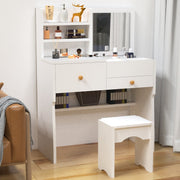 Dressing Table With Drawers Mirror Stool Set Makeup Desk Vanity Table Bedroom