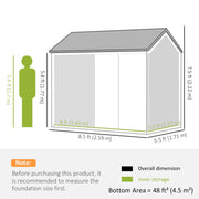 8x6ft Metal Garden Shed Outdoor Storage Shed w/ Doors Window, Grey