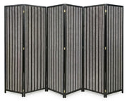 BLACK WOODEN ROOM DIVIDER 6 PANEL SOLID WEAVE FOLDING PRIVACY SCREEN PANELS NEW