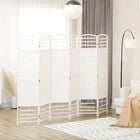 6 Panel Room Divider Folding Privacy Screen with Pine Wood Frame Refurbished