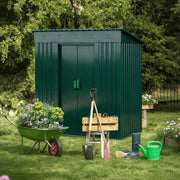 Metal Garden Shed 6 X 4ft Outdoor Yard Storage Tool House Slide Door &VENT GREEN