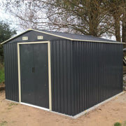 12X10FT Metal Steel Garden Shed Apex Roof W/ Barn Tool Storage House Ventilation