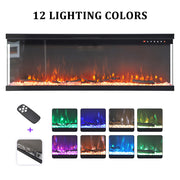 70'' Electric Fireplace 12 LED Color Media Freestand/Inset Fire 3 Side Panoramic