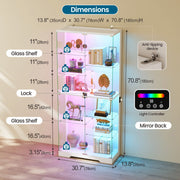 Glass Display Cabinet, 10-Tier RGB LED Curio Cabinet with Human Sensor
