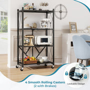 4-Tier Foldable Storage Shelf Collapsible Storage Rack Black