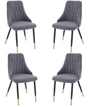 4 Velvet Dining Chairs Gold Tip Legs Beige Grey Blue Black velvet luxury