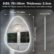 Pebble LED Bathroom Wall Mirror Demister Illuminated Light Up 500x700 Waterproof