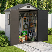 Plastic Garden Shed 6x4 with Floor & Window Waterproof Outdoor Storage Shed Tool