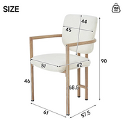 Set of 2 Dining Chairs !SALE! Cream Boucle Armchairs Wood Effect Metal Frame