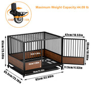 Rolling Cat Kitten Cage Metal Wood Pet Kennel House Enclosure Playpen Indoor