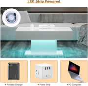 High Gloss LED Coffee Table Cocktail Center Table Modern Living Room Rectangle