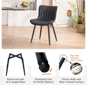 Set of 2 Faux Leather Dining Chairs High Back Padded Metal Leg Kitchen Chairs UK