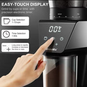 BioloMix Automatic Burr Mill Coffee Grinder with 30 Gears, Visual Bean, 220V -UK