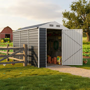 Garden Shed Metal Apex Roof Outdoor Storage House With Ventilation & Padlock