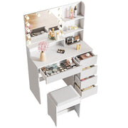 Dressing Table With 5 Drawers LED Mirror Set Makeup Desk Vanity Table Leonbjeptc