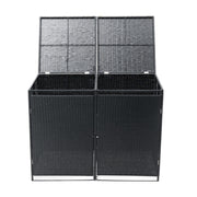 Double Wheelie Bin Store Poly Rattan Garden Outdoor Garbage Storage Shed Cover