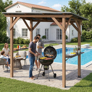Outdoor Barbecue Canopy 263 x 151 cm Grilling Shelter with 2 Side Shelves