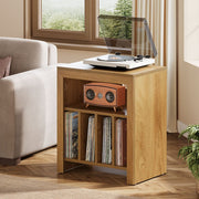 Modern Large Wood Record Player Stand with Vinyl Record Storage for Living Room