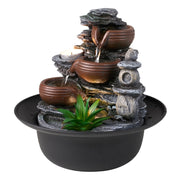 Water Feature Indoor Tabletop LED Sound Fountain Waterfall Home Decor 3 Bowls