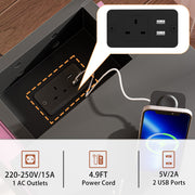 LED Bedside Table 3 Drawers Storage Cabinet Slim Nightstand w/Charging Station✅