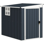 4 x 6ft Lean to Garden Storage Shed with Window, Dark Grey
