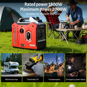 2000W Portable Inverter Generator for Camping, RV Travel, Home, or Job Sites -UK