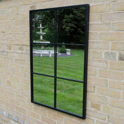 Black Garden Mirror Large Window Metal Rectangular Outdoor Rectangle 100cm