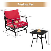 3PCS Rocking Chair & Table Set Garden Patio Bistro Set Glider Rocker W/ Cushion
