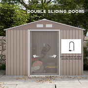 Garden Storage Shed Lockable Outdoor Tool House Base Included Brown Steel