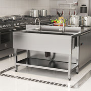 Commercial Sink Kitchen Stainless Steel Single Bowl Catering Hand Wash & Shelf